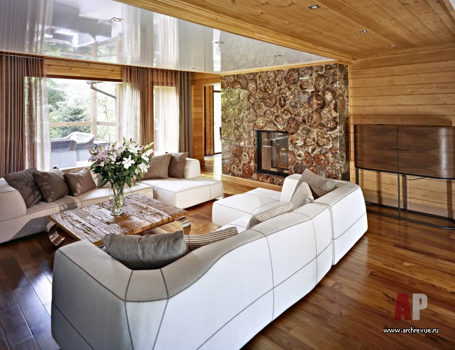 湖边两层木质度假屋室内设计丨室内艺术家 Марина Путиловская-10