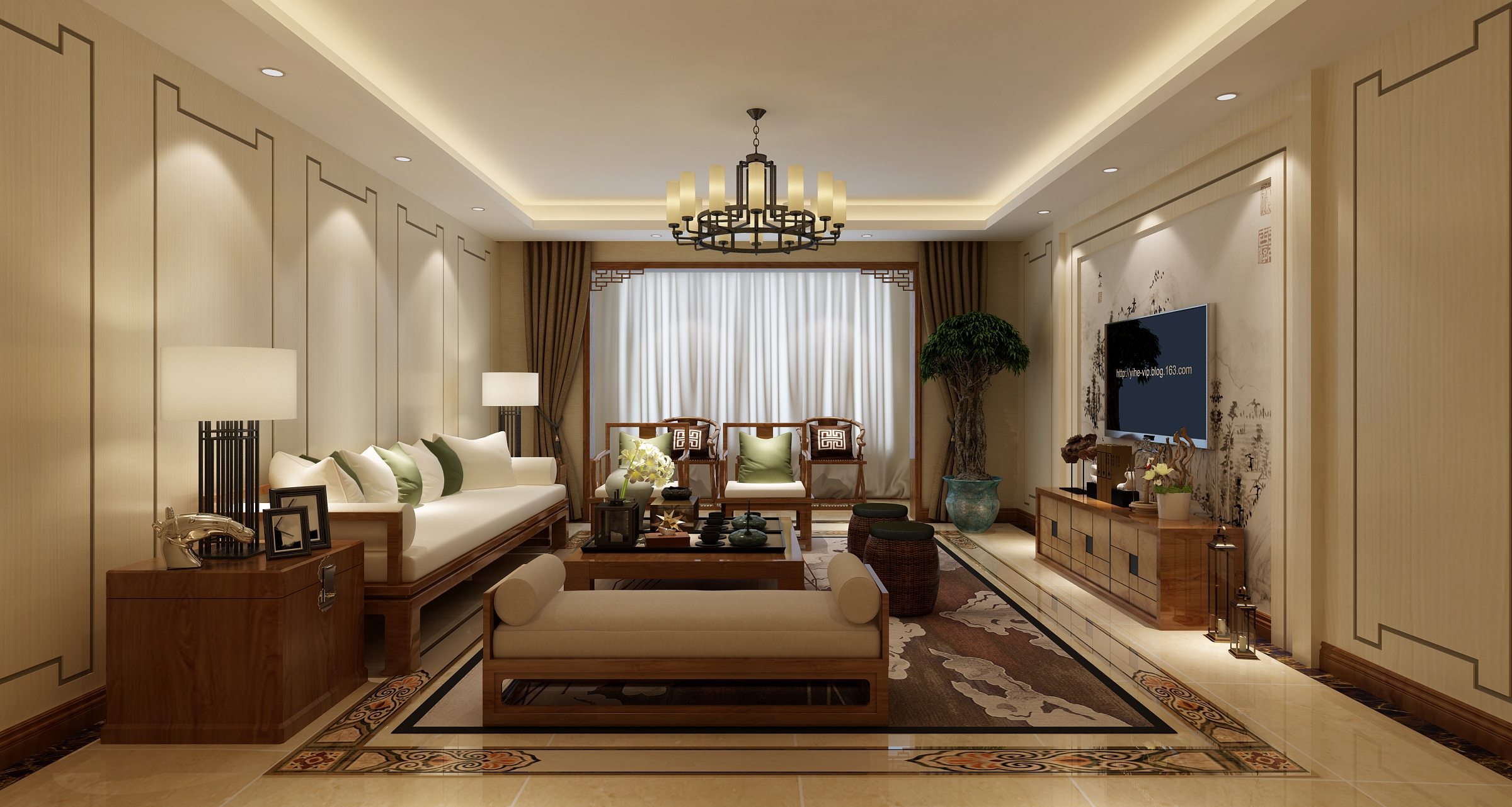 新中式 中式古典 奢华家装别墅样板房-8-25