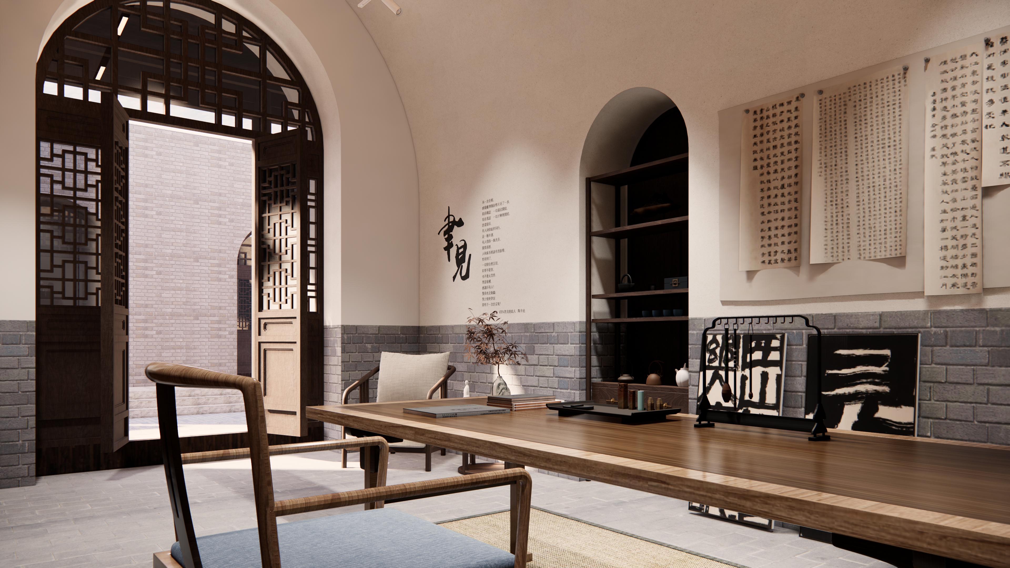 窑洞美学空间设计——书房场景-14