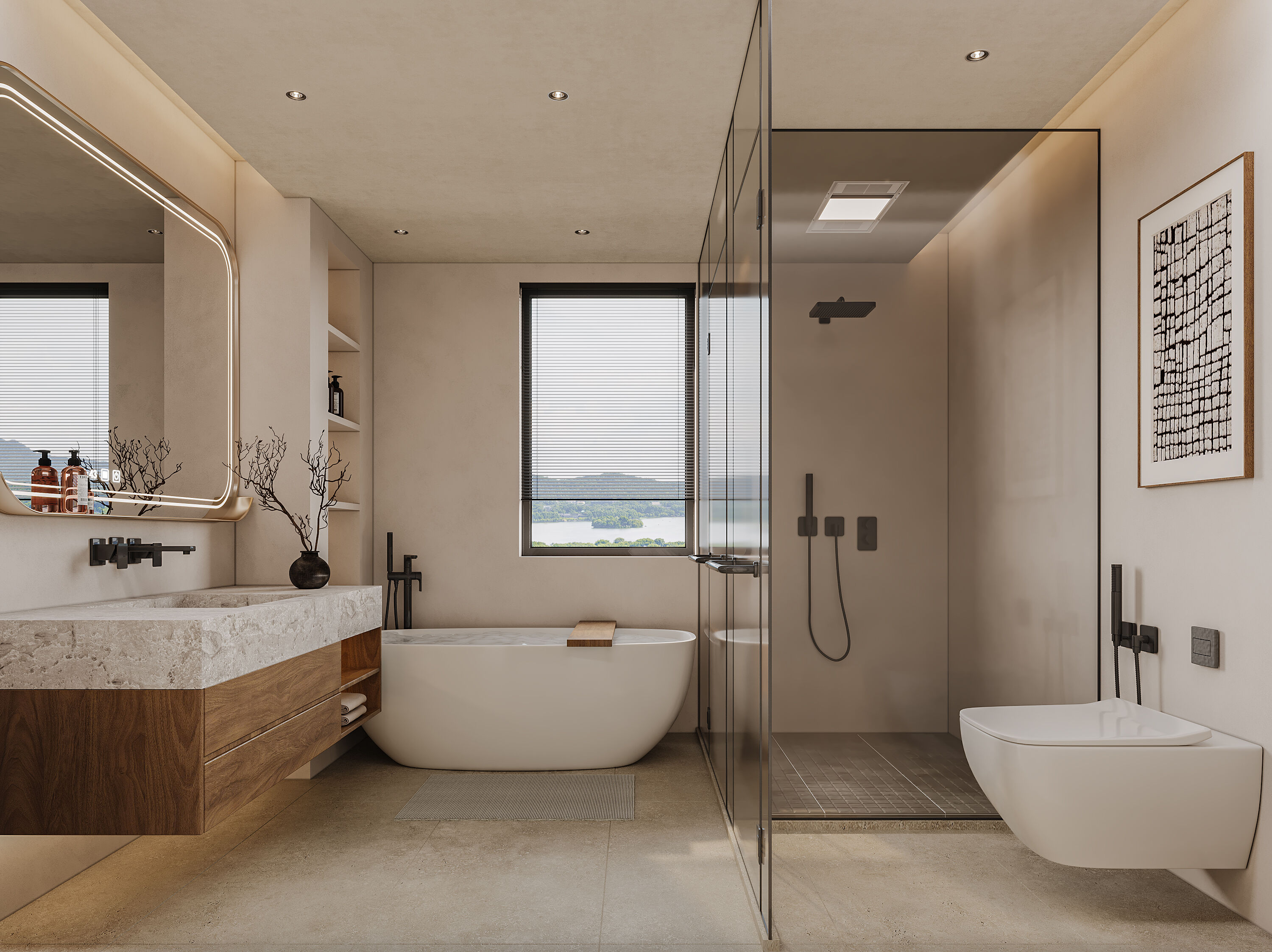 现代挑空别墅全屋全景-8