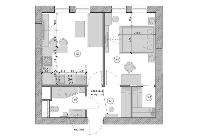 43㎡一居室室内设计-19