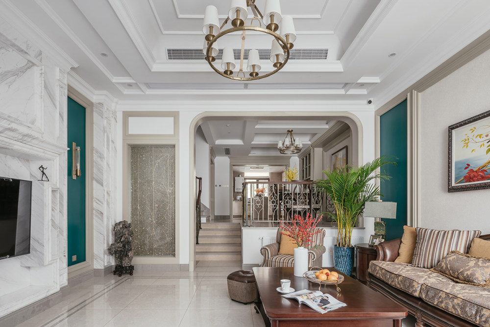 合肥蓝调别墅,美式简美风格的温馨三世同堂之家-14