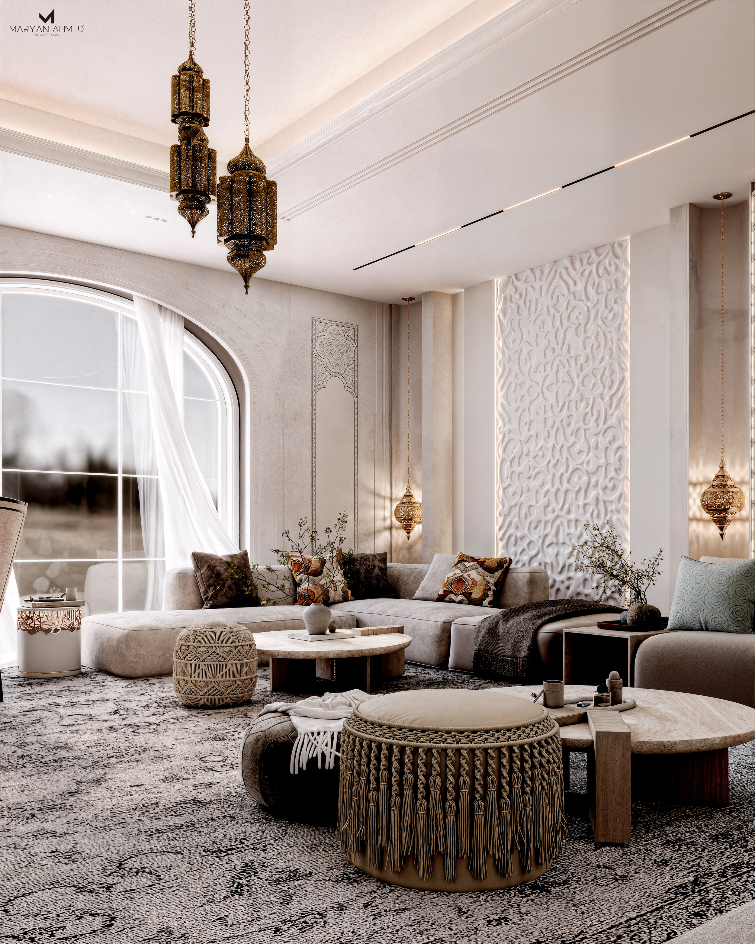 Islamic living room design（伊斯兰客厅设计）丨埃及开罗丨Maryan Ahmed Designs-7