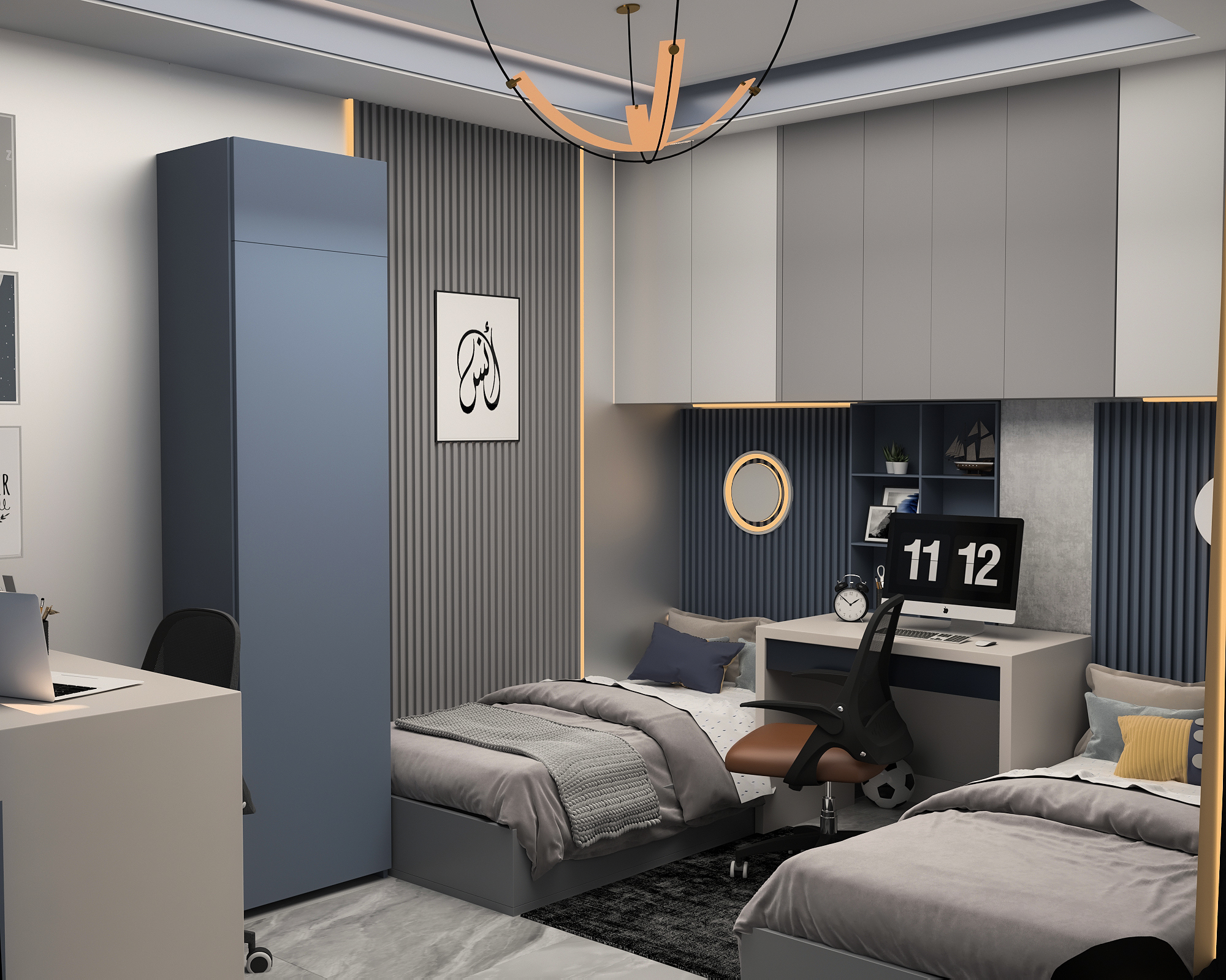 男孩女孩卧室现代室内设计-1