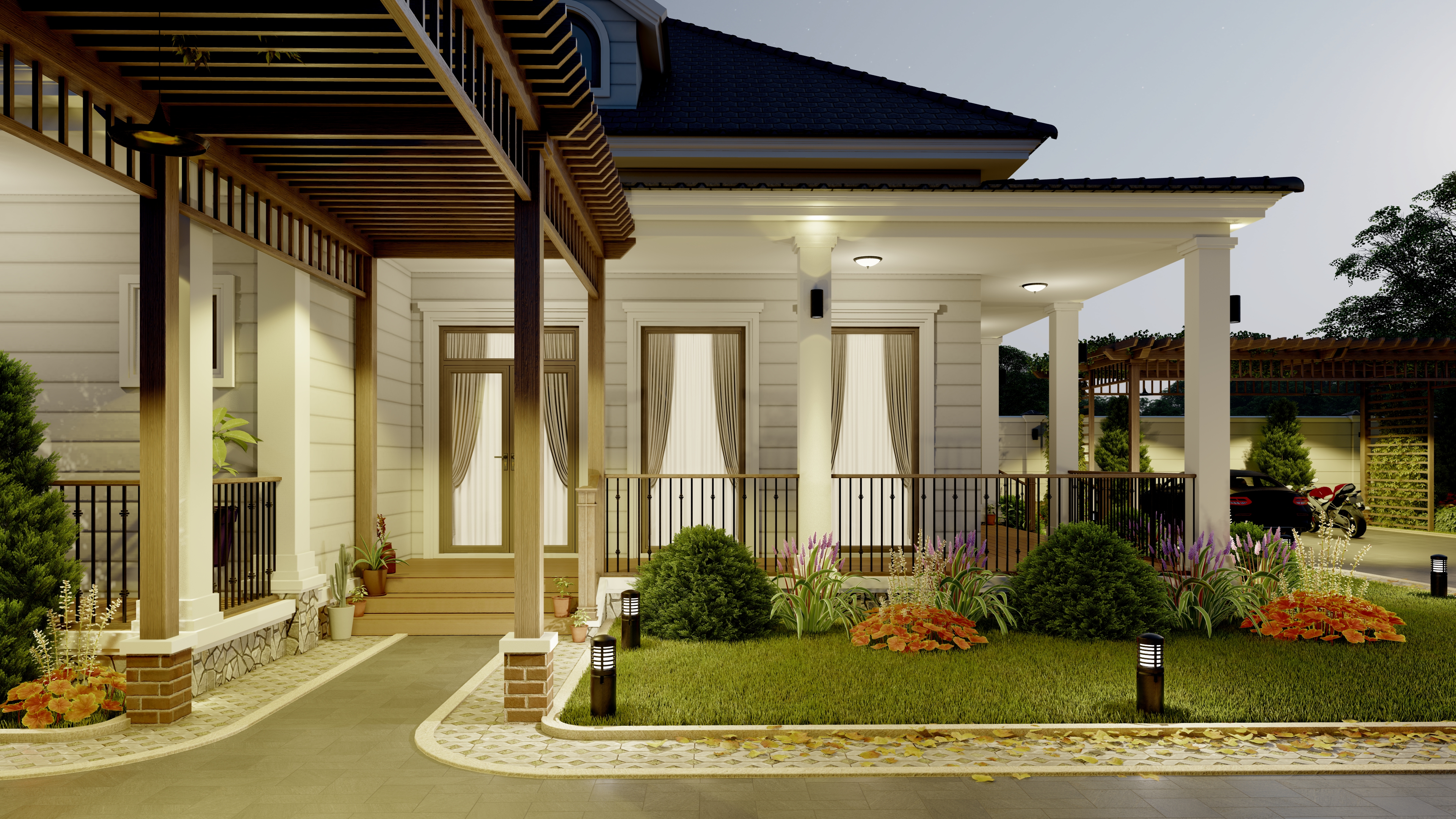 NHÀ VƯỜN NGHỈ DƯỞNG 14X21 - PHONG CÁCH VILLA KIỂU MĨ-22