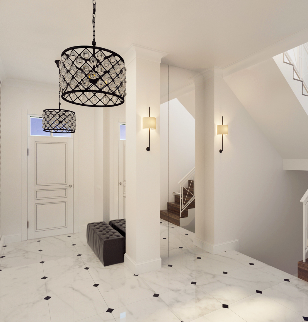 The interiors of the country house of 300 m  in American style Alexandra Fedorova-0