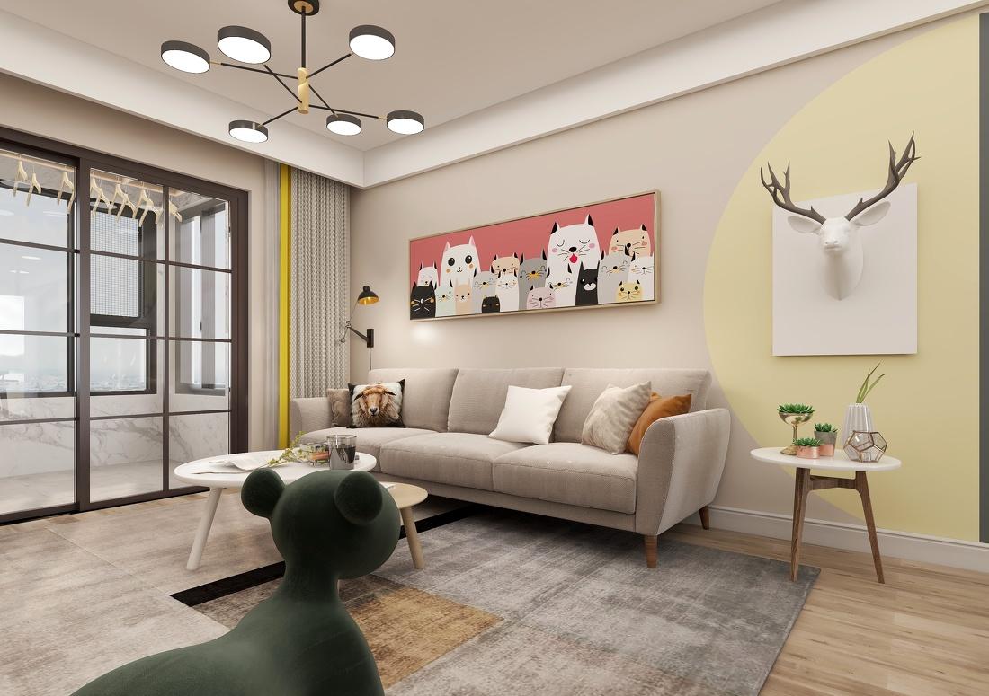 95m²北欧风格三口之家-2