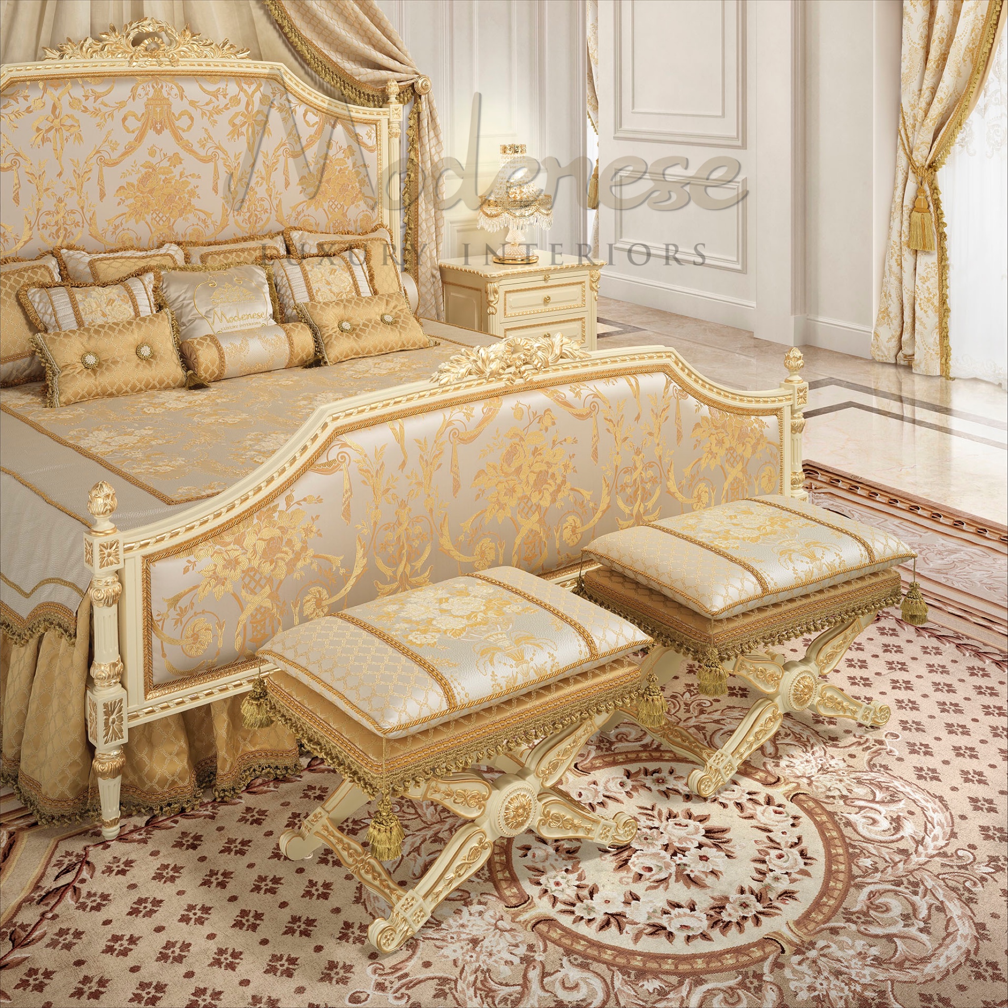 古典米色卧室提升纽约室内设计丨美国纽约丨MODENESE Luxury Interiors-29