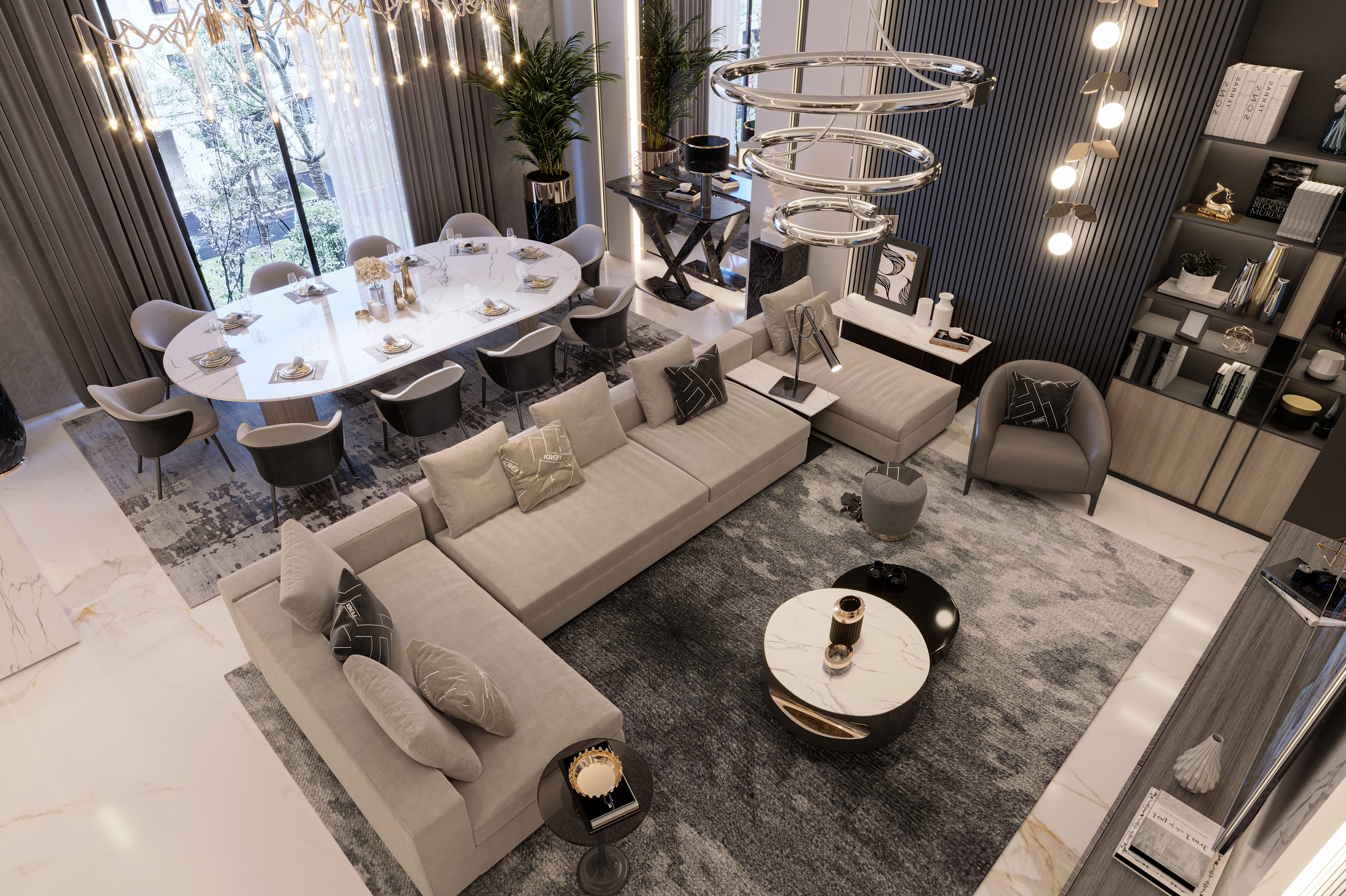 luxury modern living & dining space-6