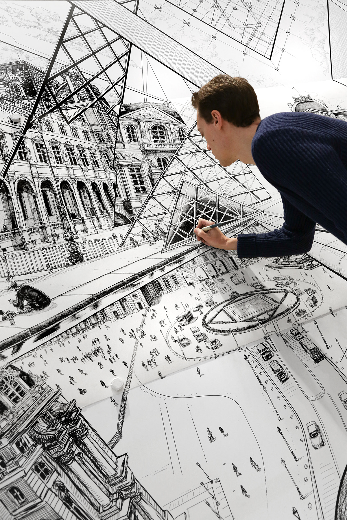 巴黎卢浮宫交叉金字塔艺术表演-6