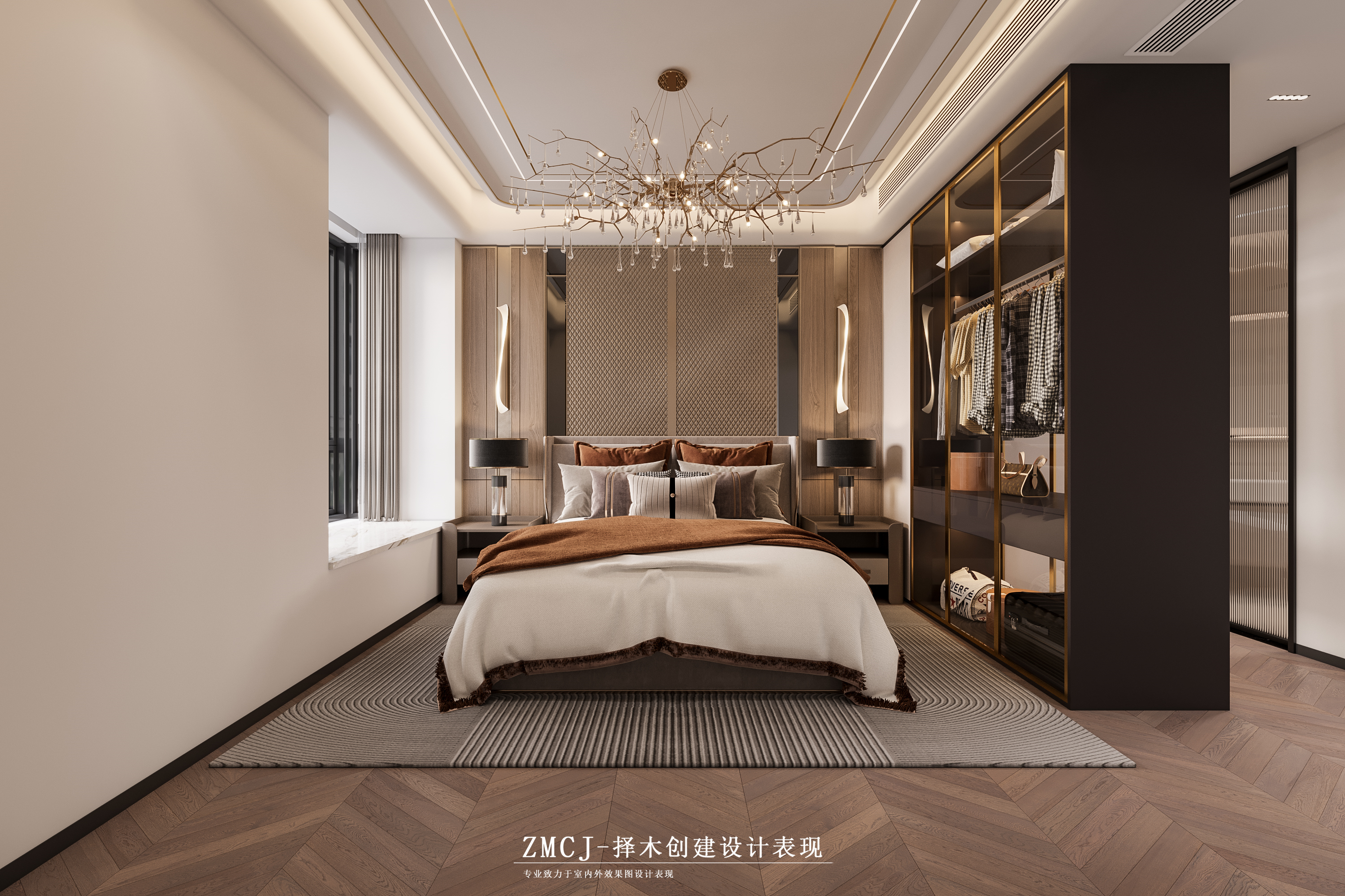 现代轻奢客餐厅卧室—择木创建新晨效果图-5