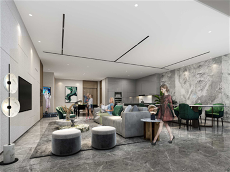 现代简约客餐厅设计，玻璃墙隔断打造通透空间-3