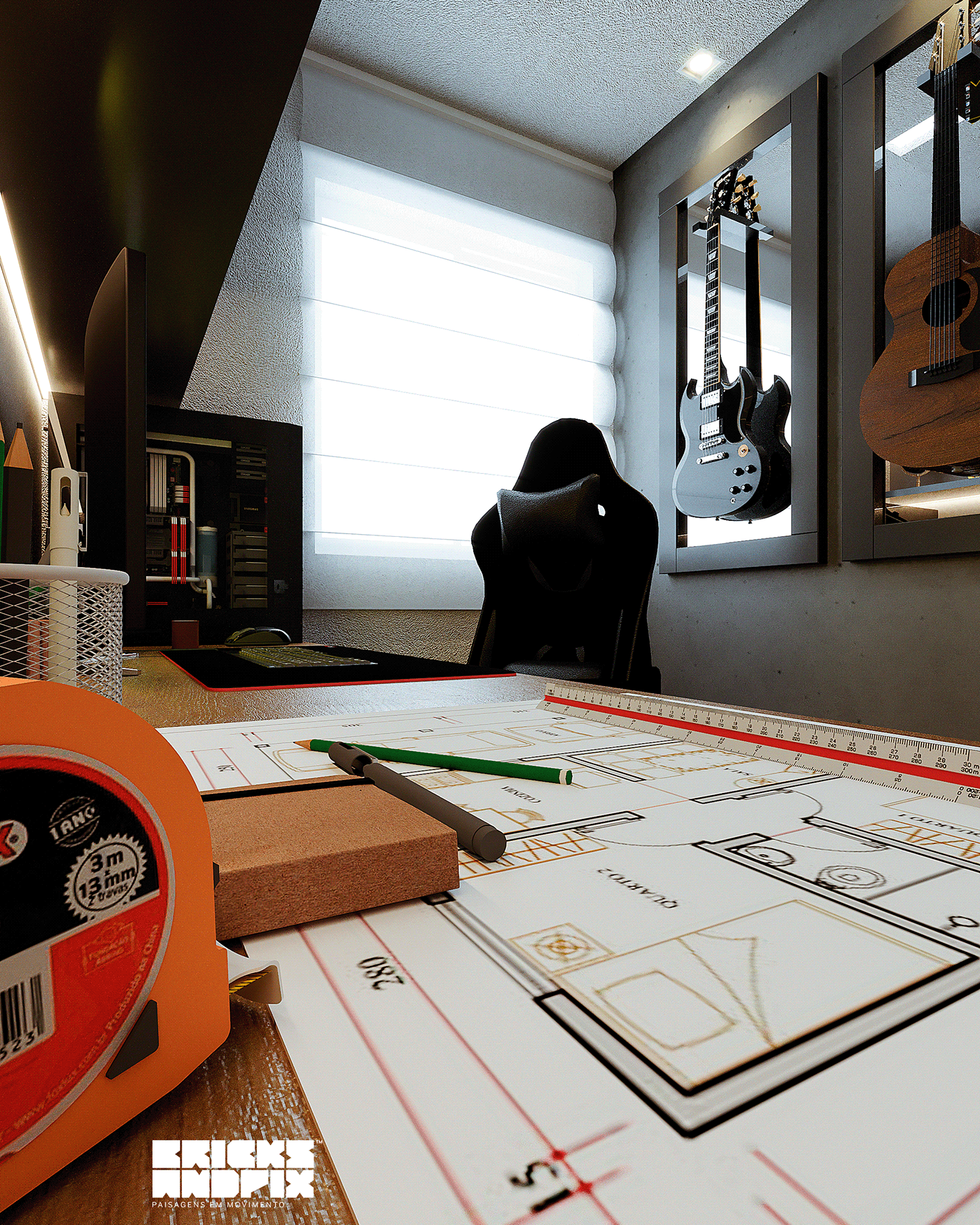 Anastasiya Gushchina丨平层丨HOMEOFFICE BRICKS - CGI-2