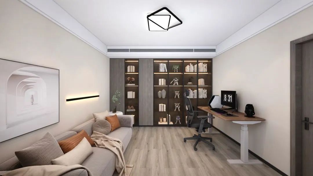 128㎡现代简约风，书房+客餐厅一体化，与时光温柔相处！-39
