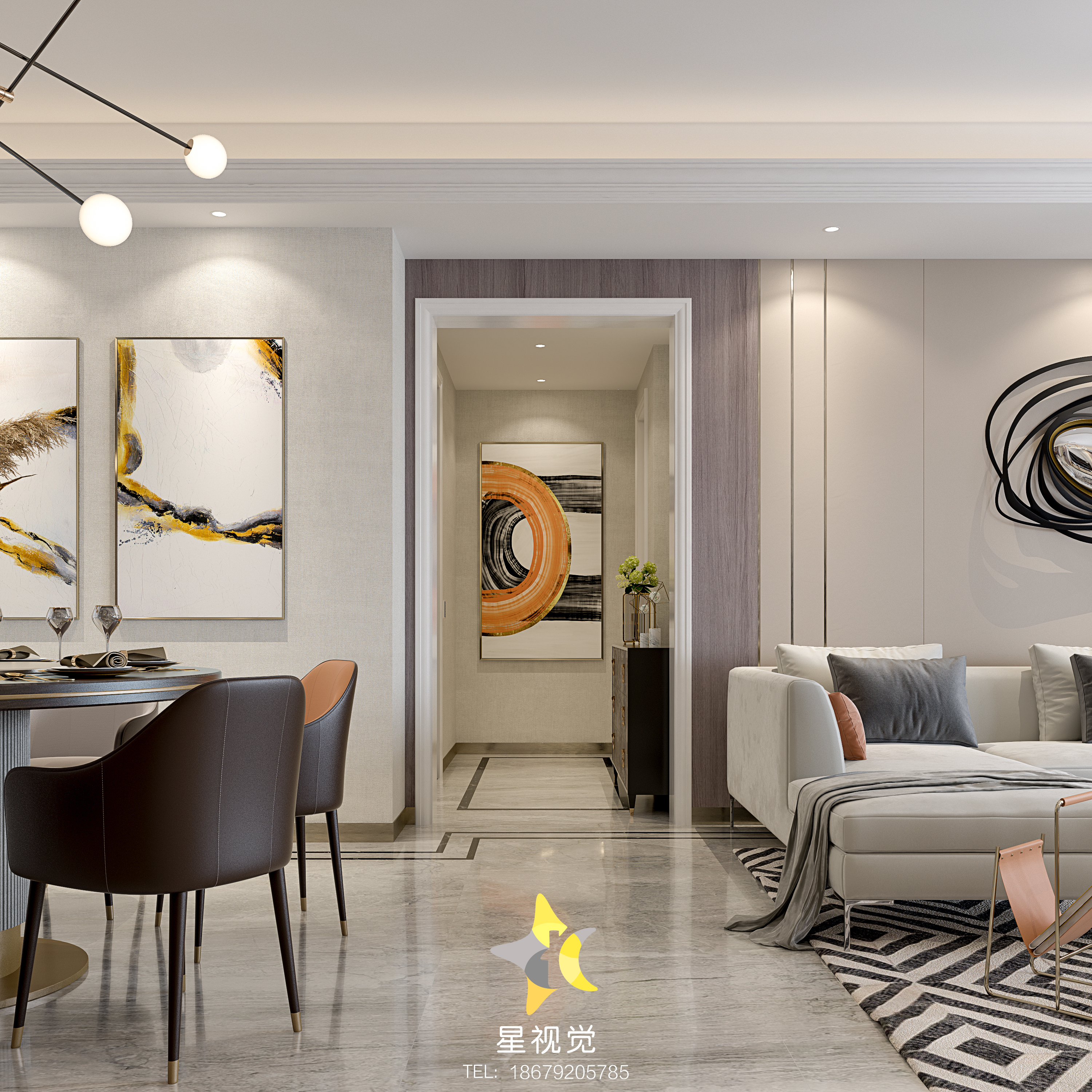 融合色彩的轻奢样板间-4