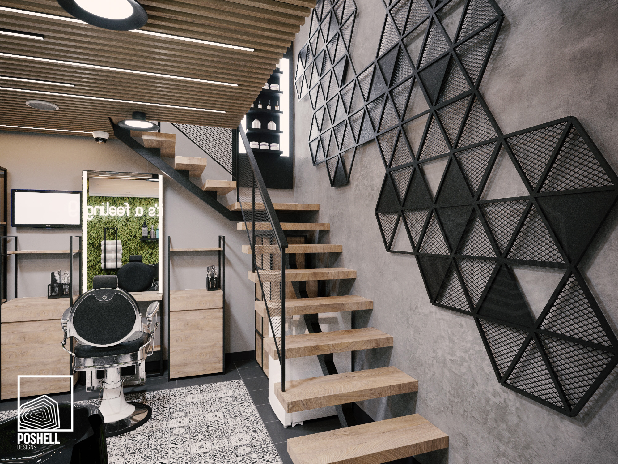 理发店设计 商业丨EgyptCairo丨Poshell Designs-11