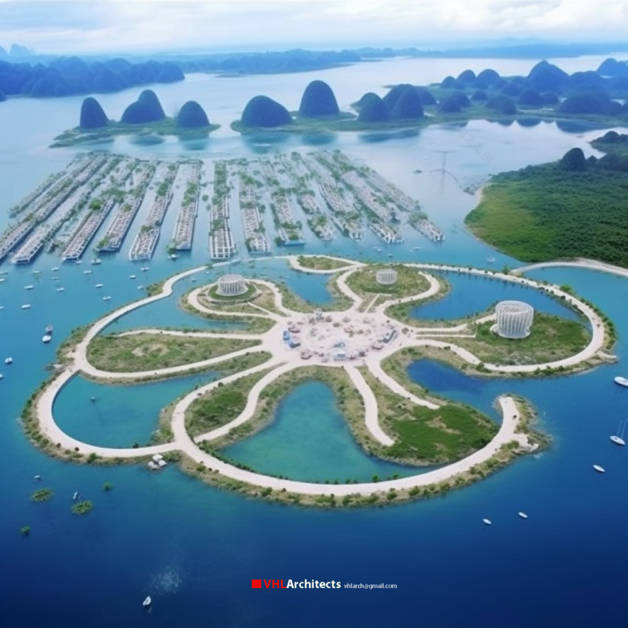 Smart City futuristic 2100 off the of Ha Long Bay-4