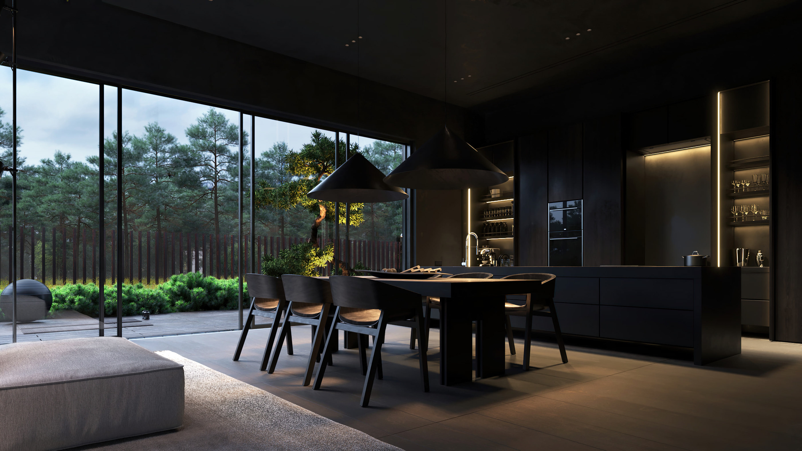 高级黑 极简别墅设计！-6