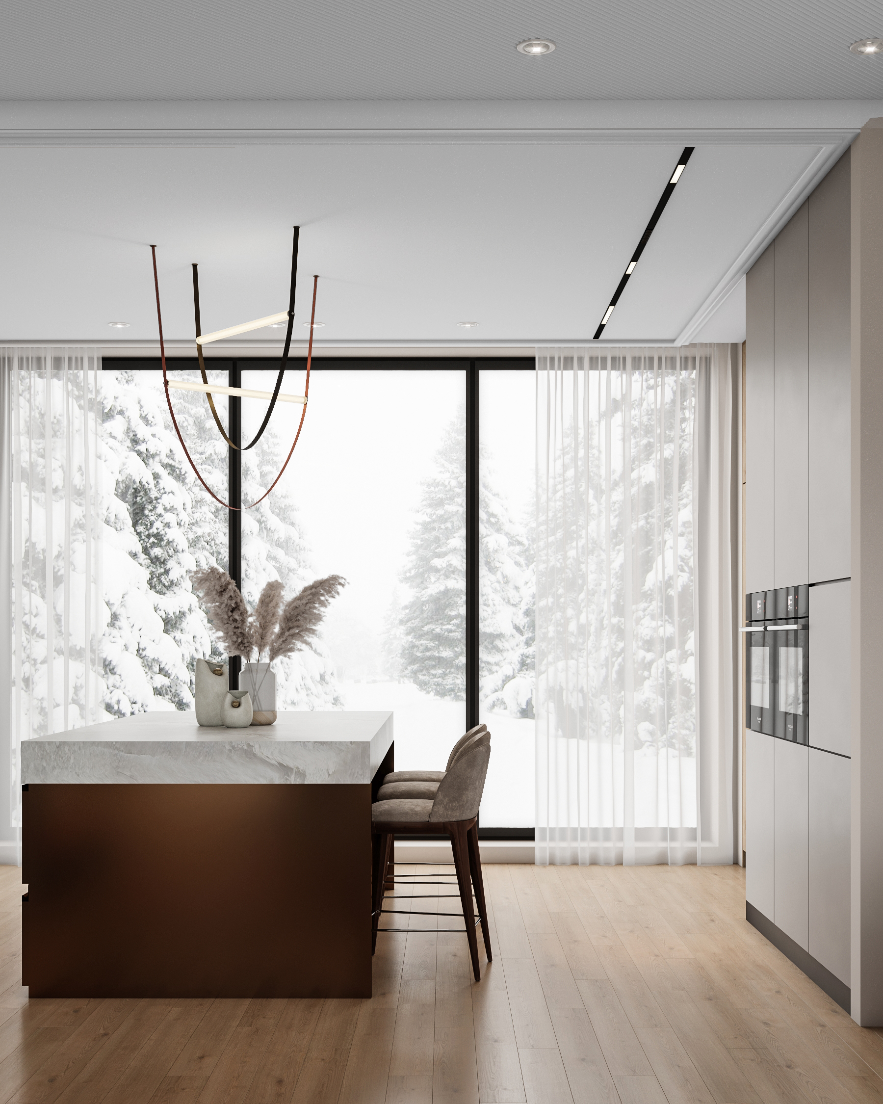 Кухня-гостиная в доме-3