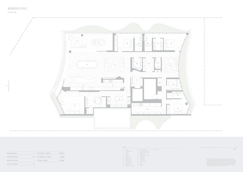 布里斯班河畔的扇贝形住宅 · Moray House 的精致设计丨澳大利亚布里斯班丨Bureau Proberts-22