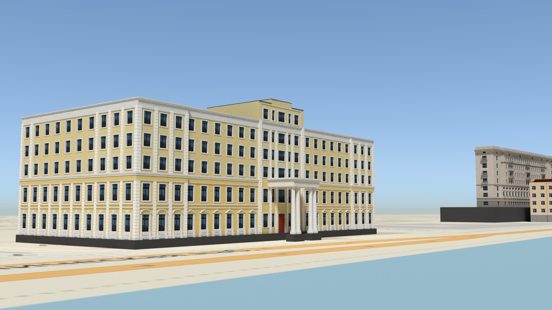 Низкополигональные здания.Набережная реки-Москвы-4