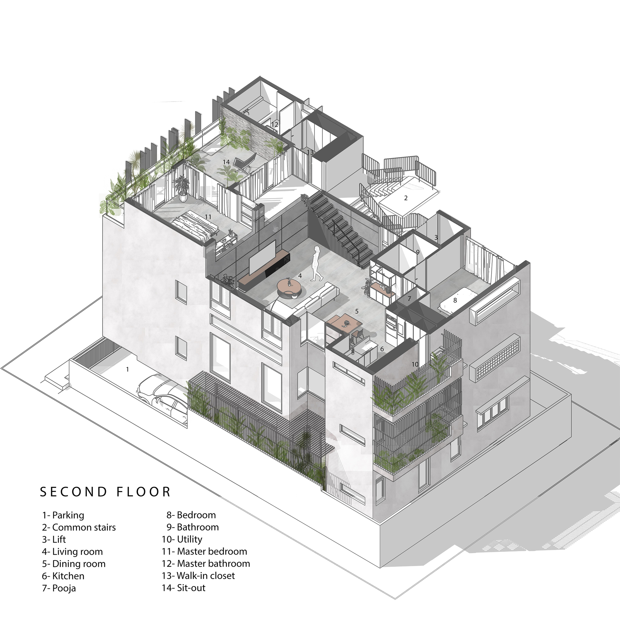 三极管公寓丨印度班加罗尔丨Kamat & Rozario Architecture-44