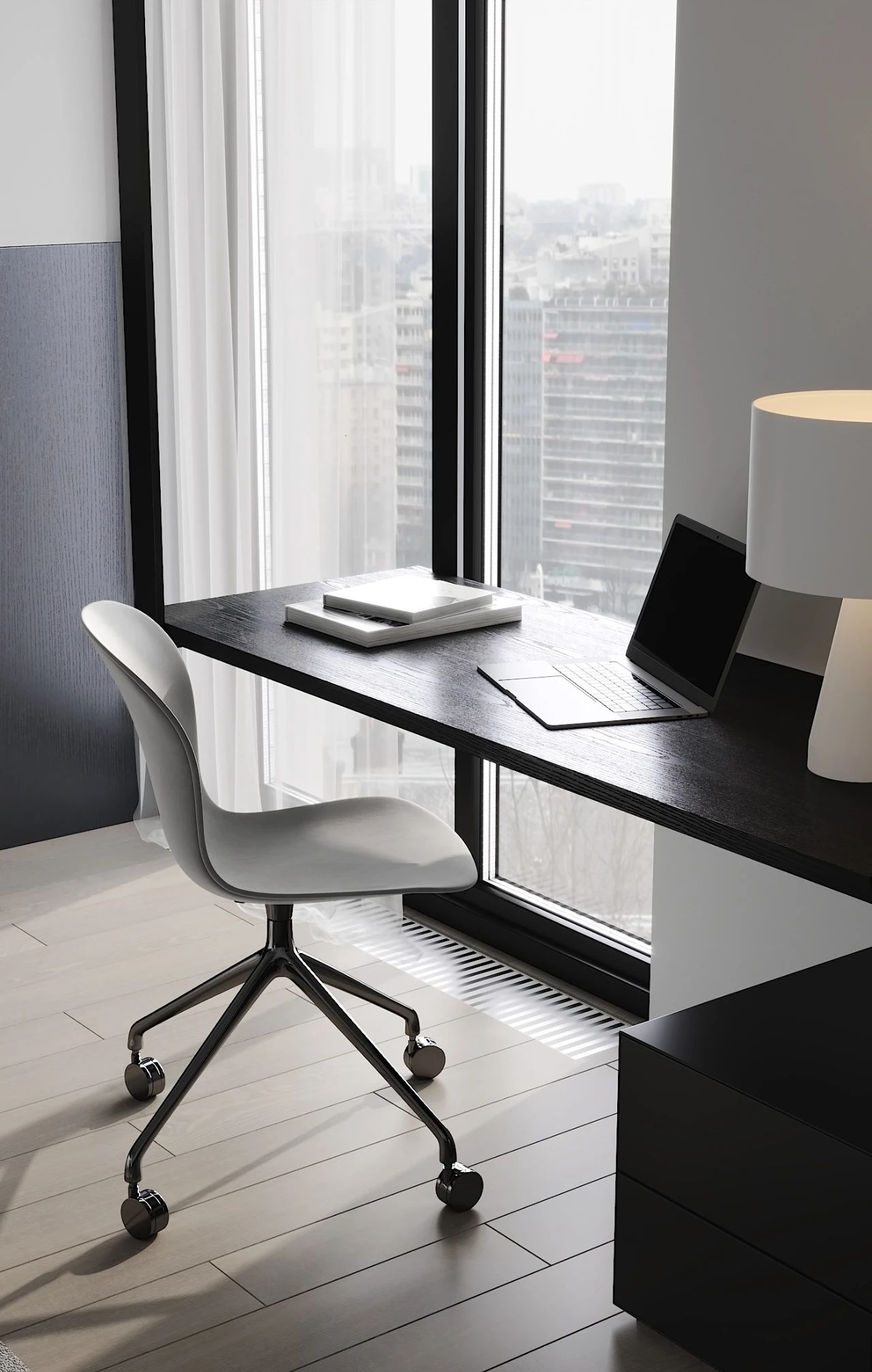 基辅黑白灰禁欲系家居,Anastasiia Reznichenko 现代设计典范-23