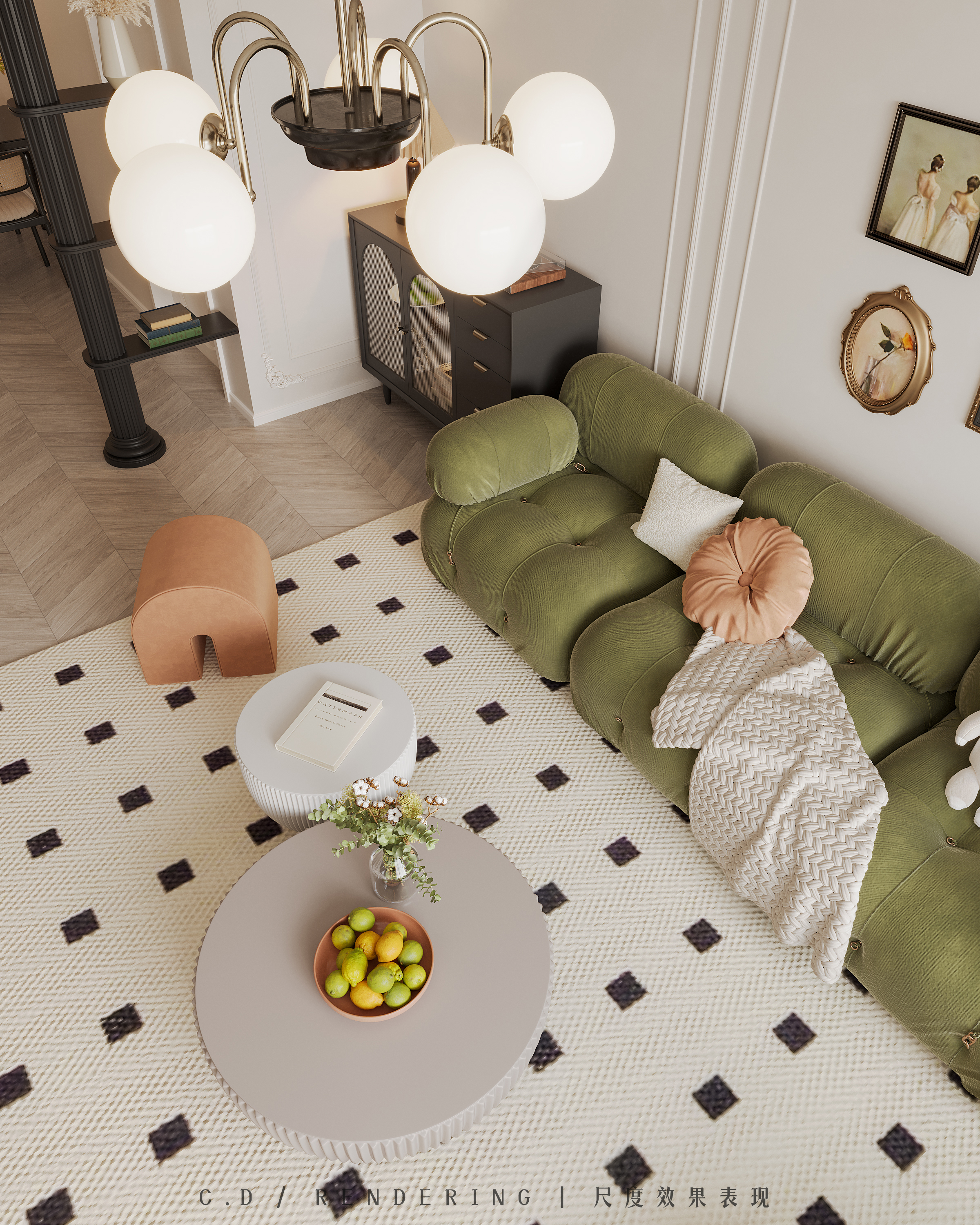 法式奶油风家居渲染-8