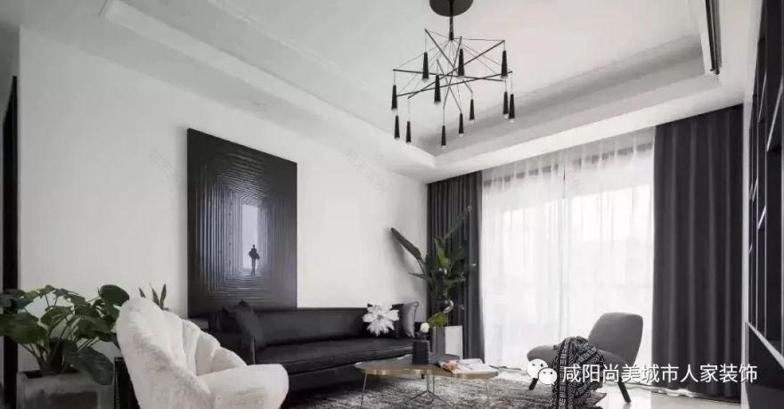 128 平黑白装修,客厅无电视墙,空间利用满分-6