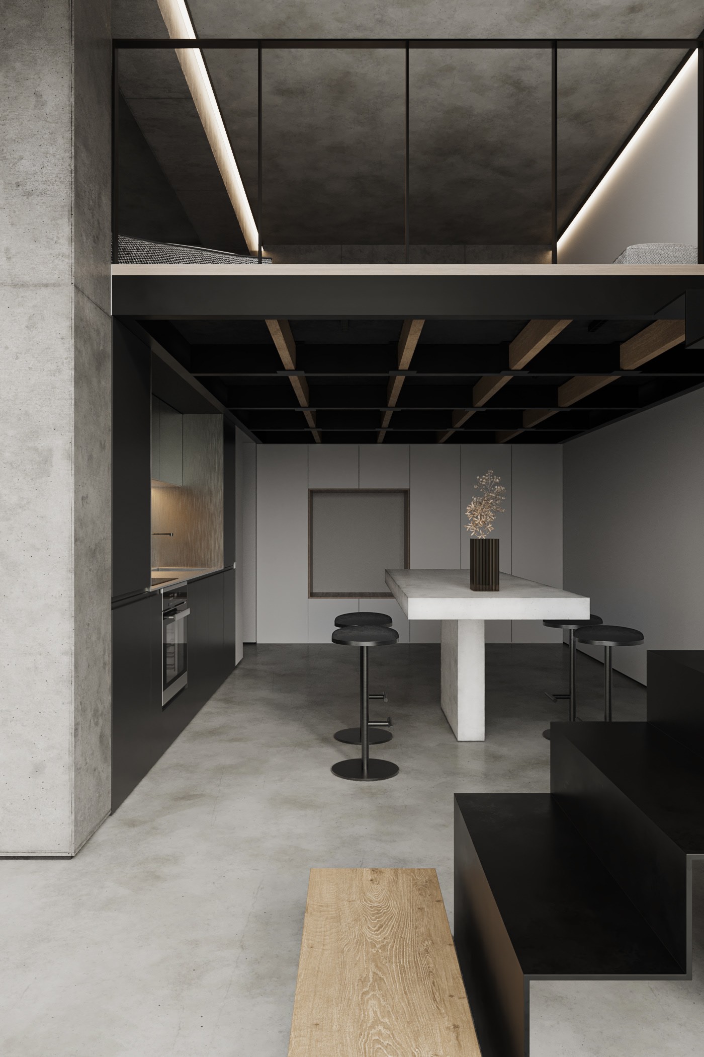 100㎡黑色系住宅设计 超有质感！-9