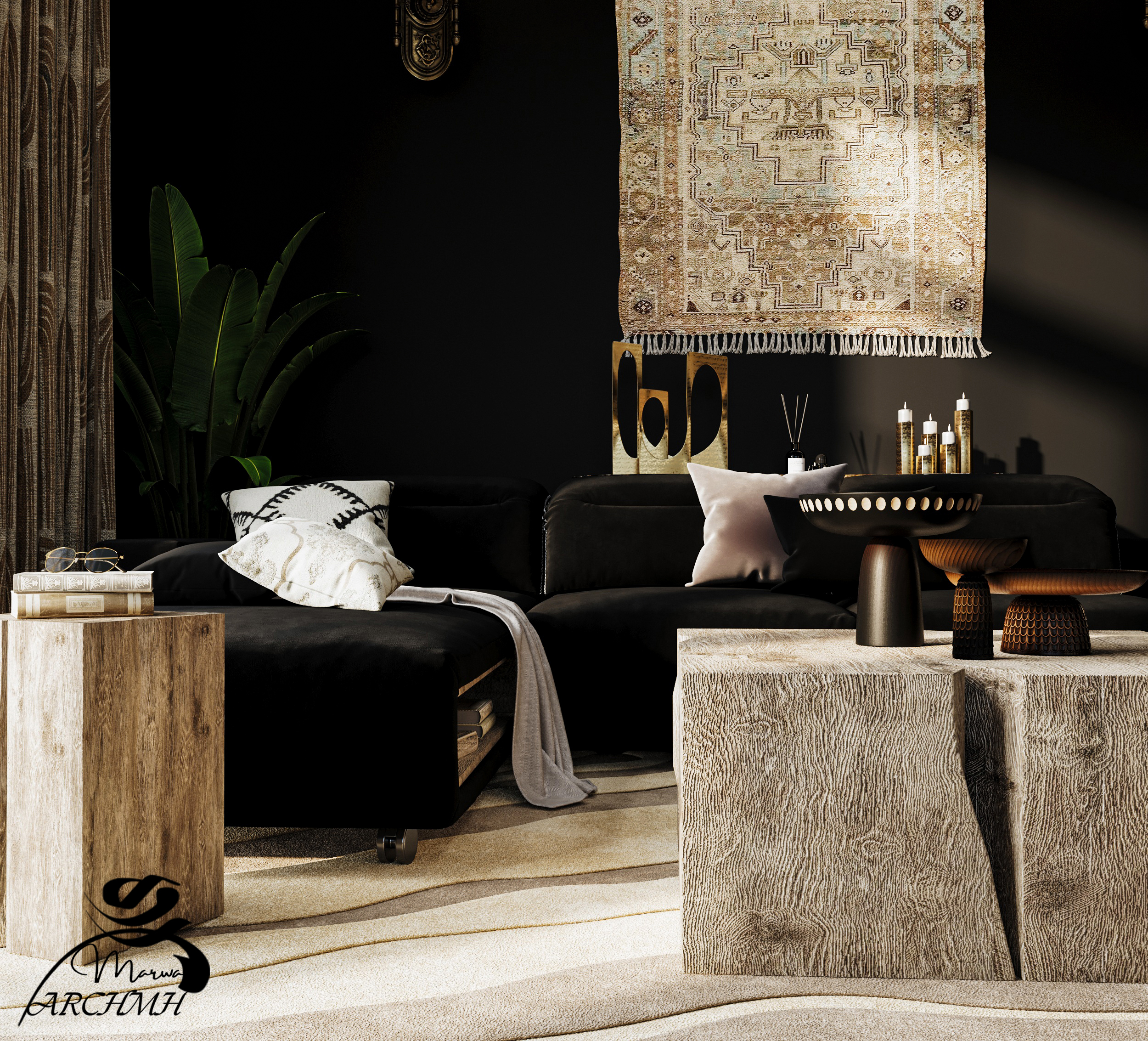 Moody Elegance | Black Interior Scene-9