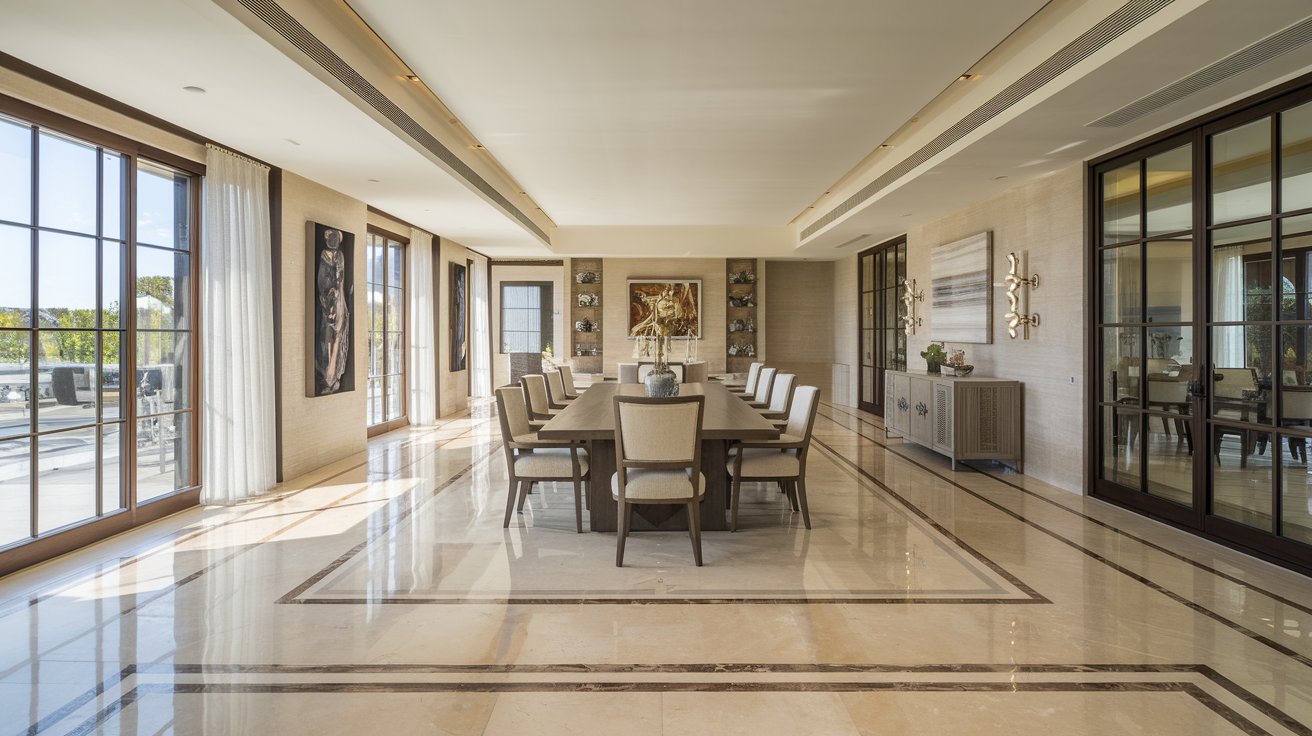 奢华米色与白色大理石餐厅设计-9