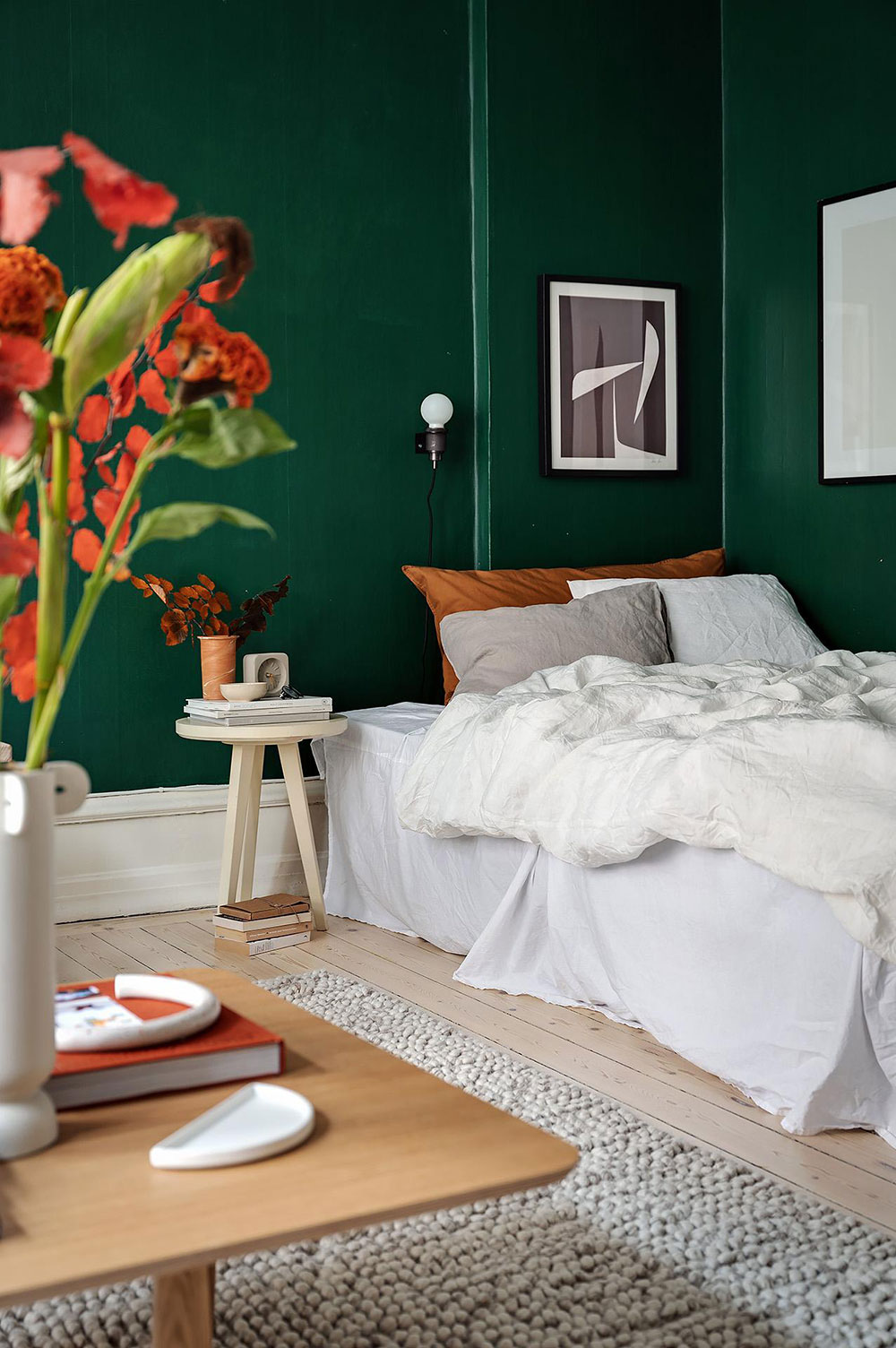 哥德堡 47㎡小公寓 | 绿色墙壁搭配高天花板，视觉冲击力十足-10