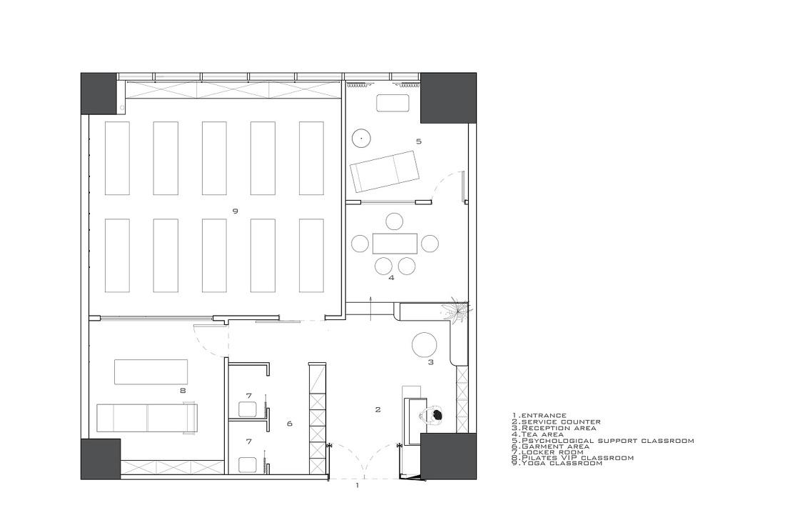 空间利用与功能融合的瑜伽馆设计-0
