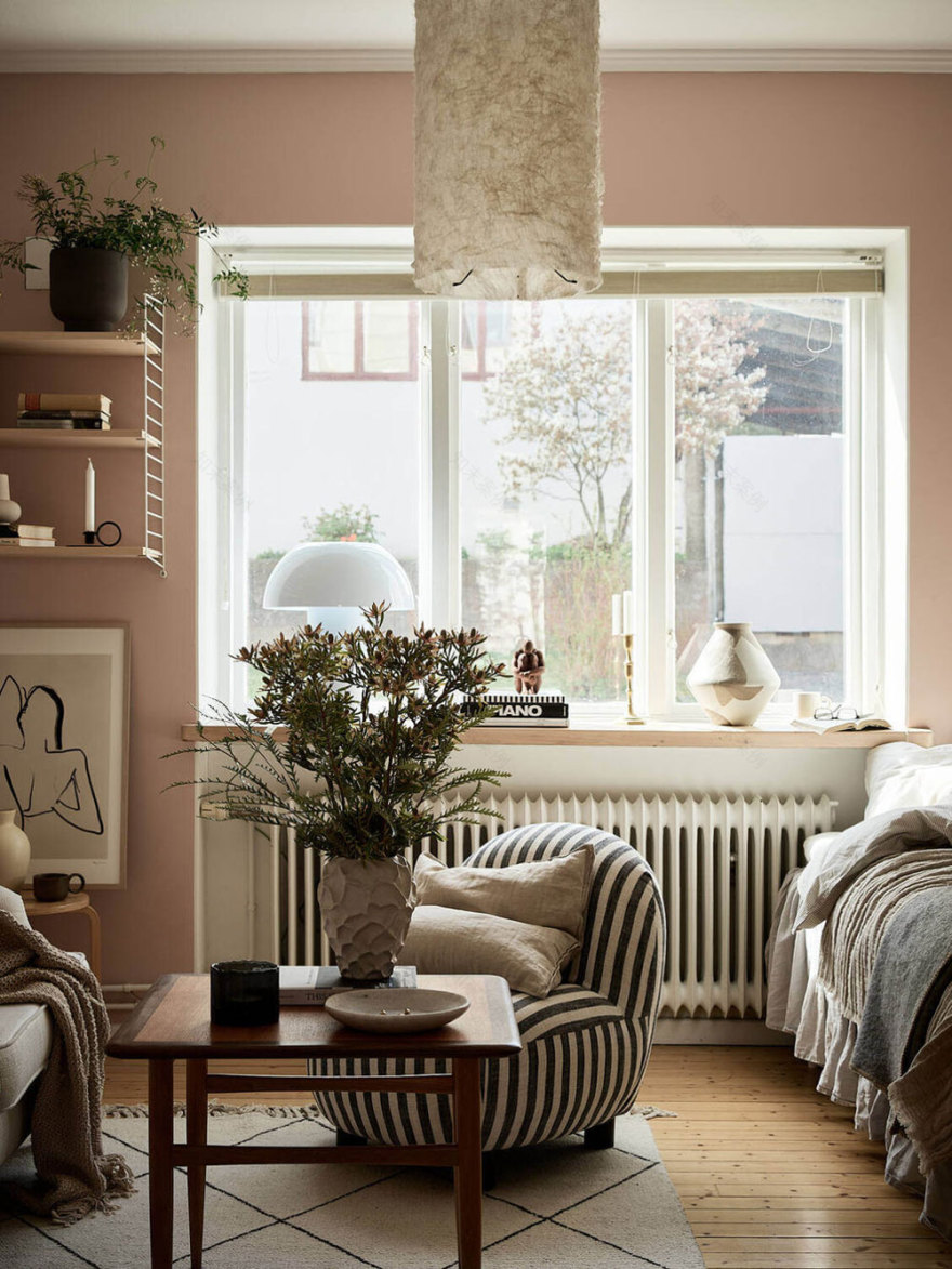 30㎡瑞典粉色女性公寓,功能与风格并存-3