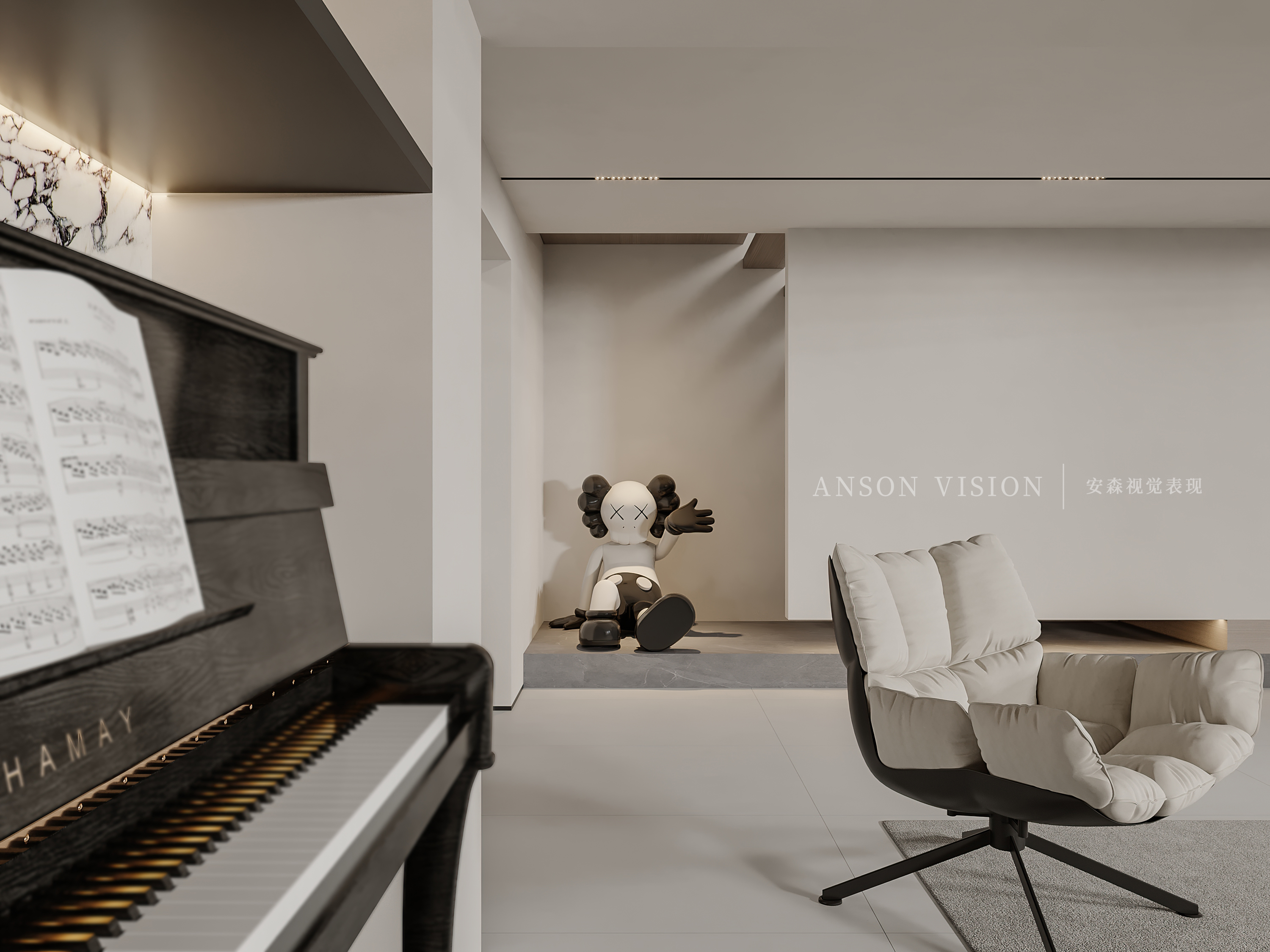 现代多空间极简家装表现丨Ansonvision·蒙头睡-11