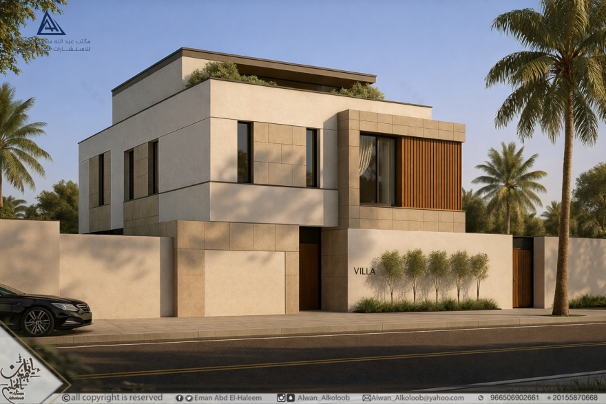 Contemporary Villa Exterior | Stone + Wood Harmony-1