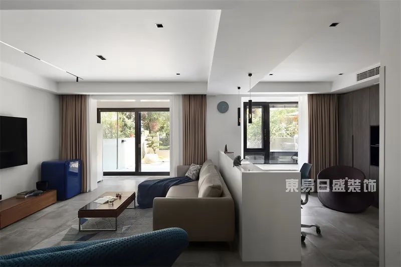 开放式多功能客厅设计，这个北欧风真全能！实拍230㎡北欧风别墅设计-32
