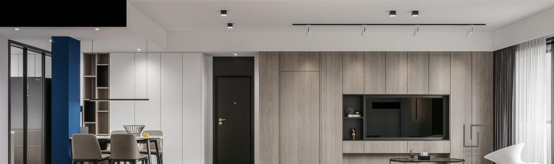 100m²黑白木加点亮色的简约风设计-20