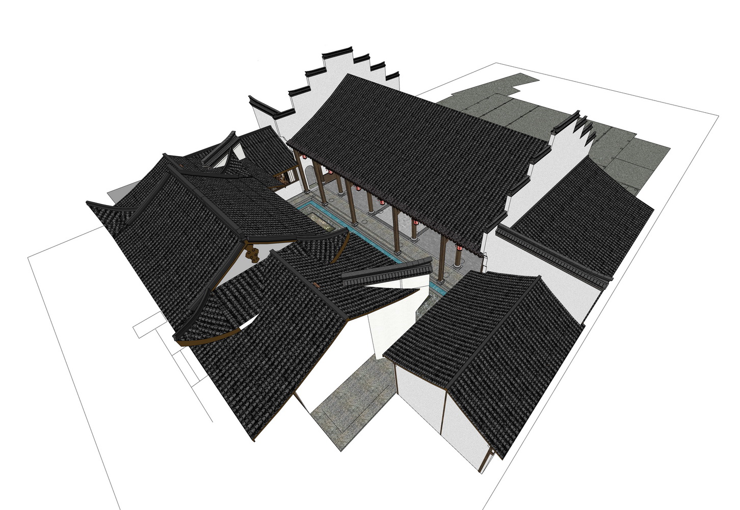 举人祠祠堂SU模型-9