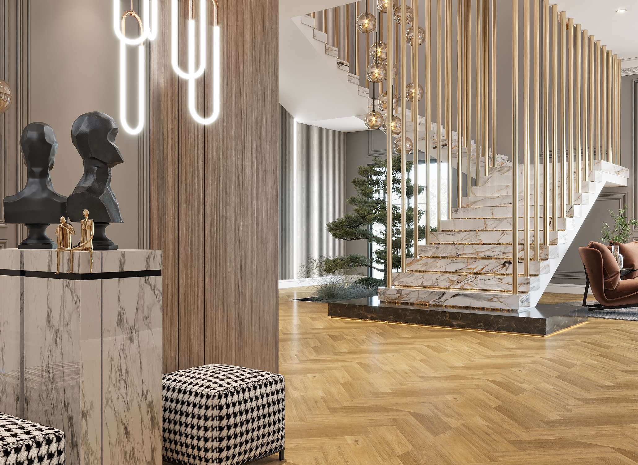 Living area & Stair design-0