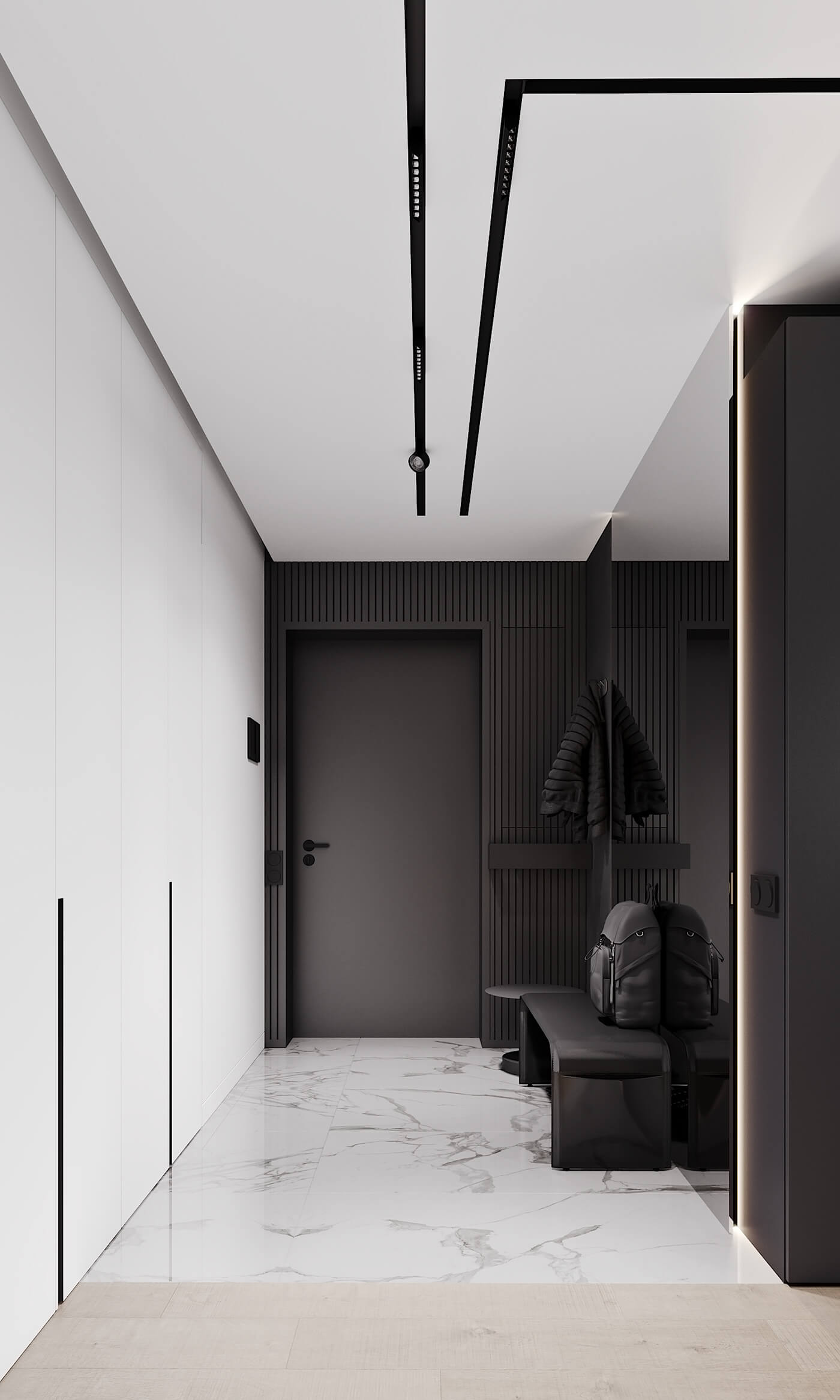 127㎡住宅设计，黑白灰+原木，超有魅力！-1