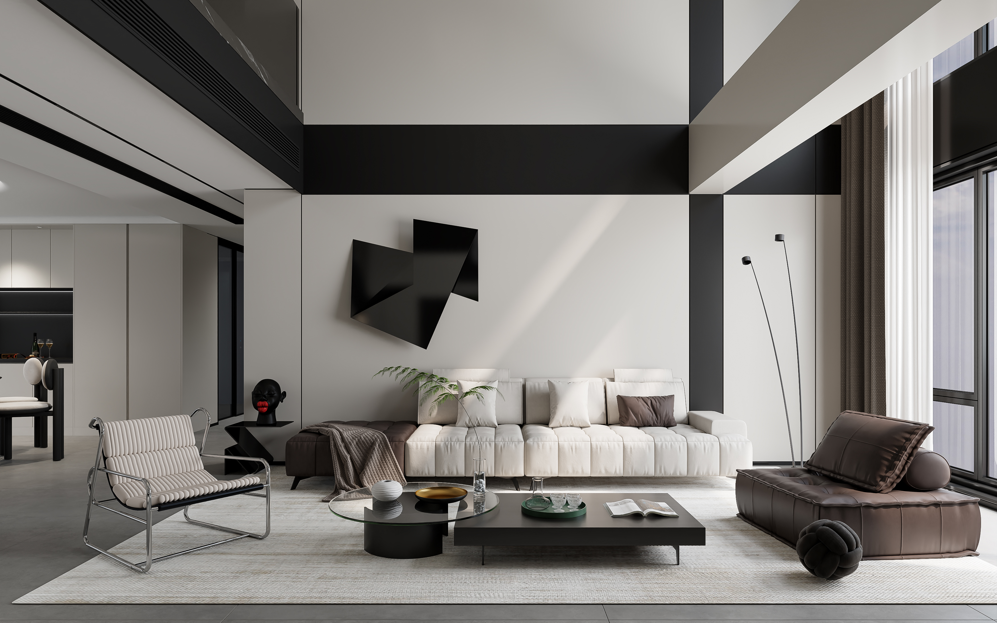 现代黑白灰客餐厅-3