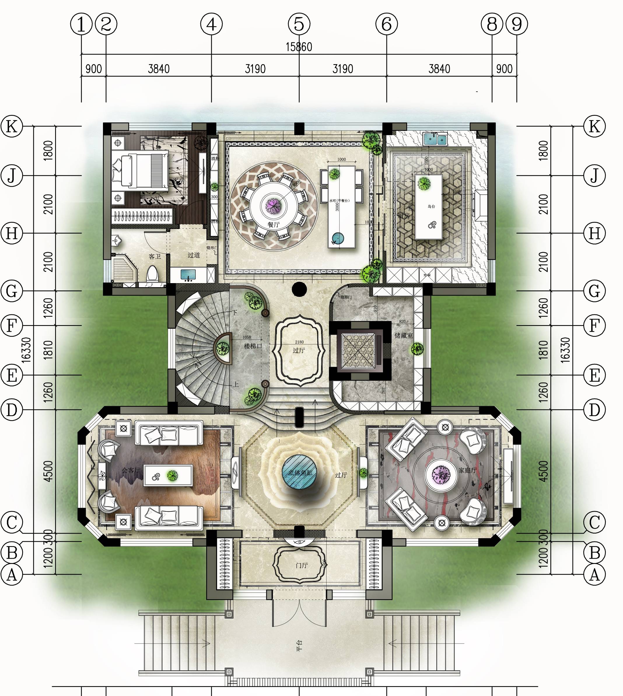 新中式 中式古典 奢华家装别墅样板房-10