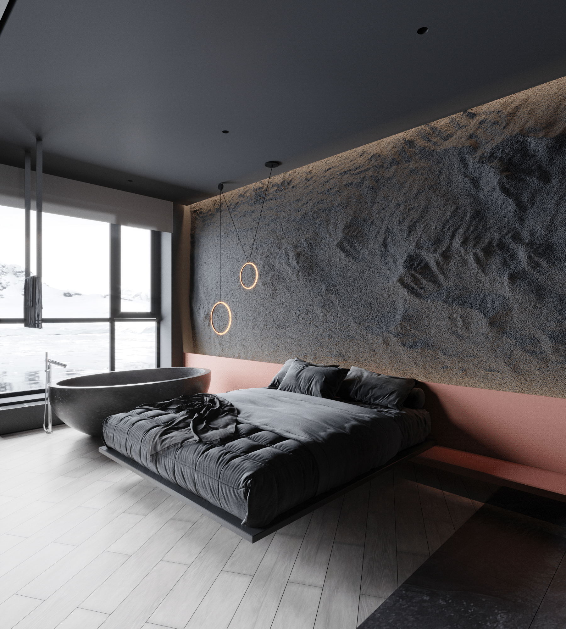 89㎡高级黑色系公寓设计 这也太酷了吧-13