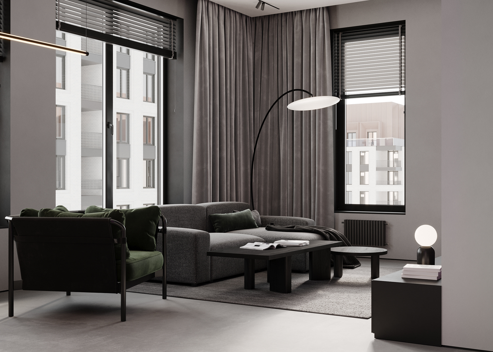 83㎡深色系小空间公寓设计-2