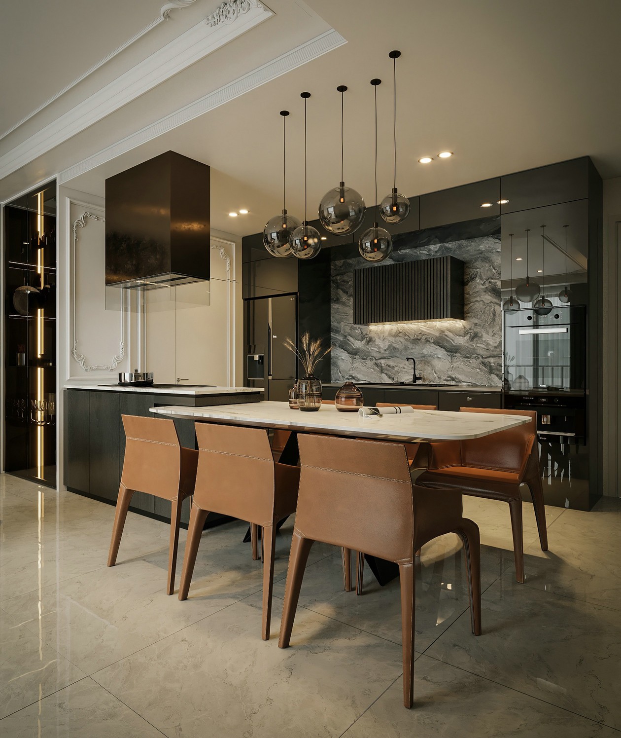 90㎡高级黑+橘色+简欧元素 质感的升华！-11