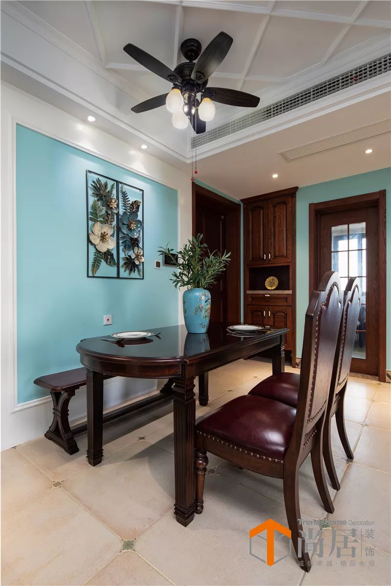 104㎡美式田园风，蒂芙尼蓝带来清新浪漫-8