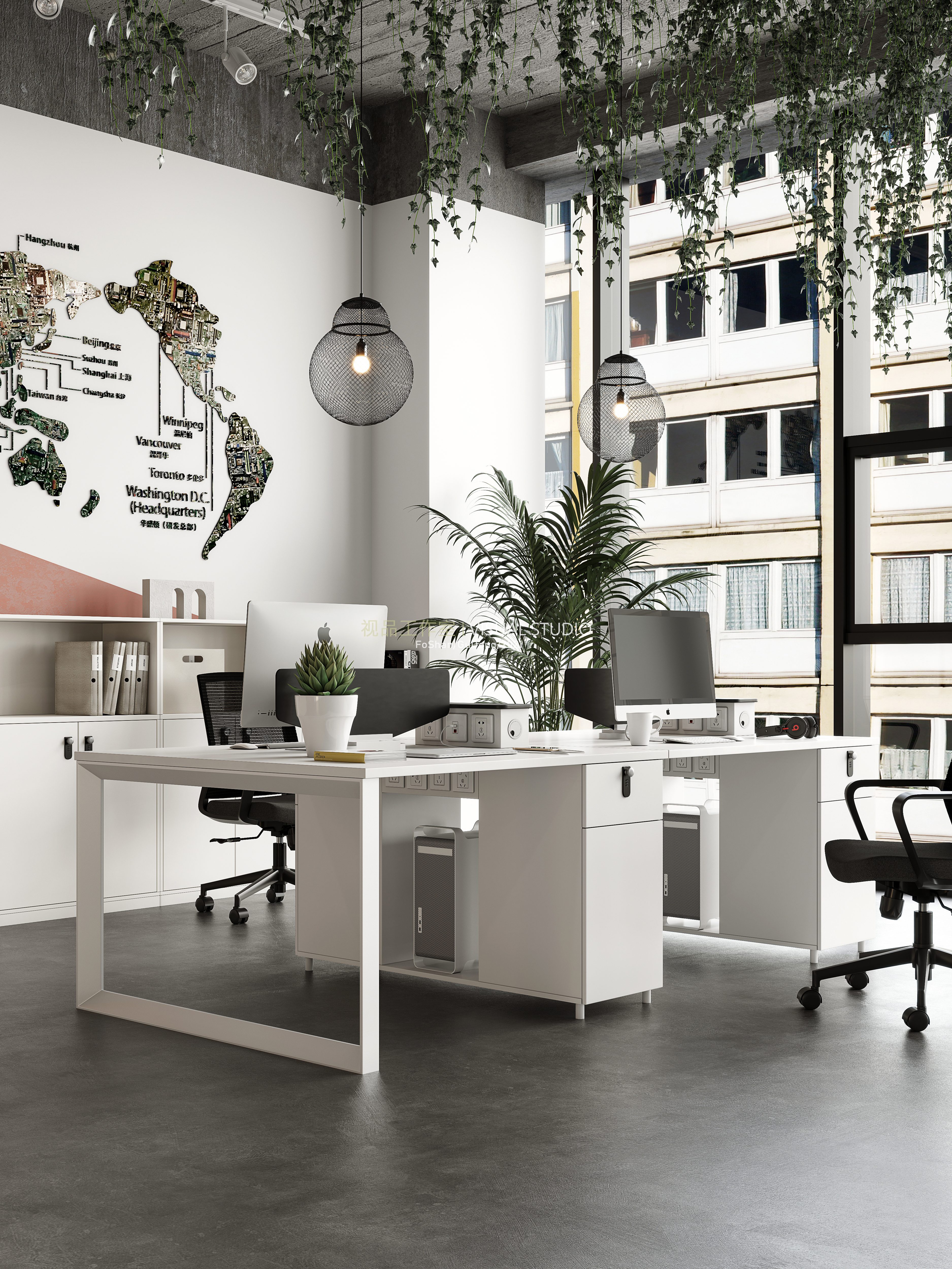 轻奢极简老板桌/职员桌效果整合-42