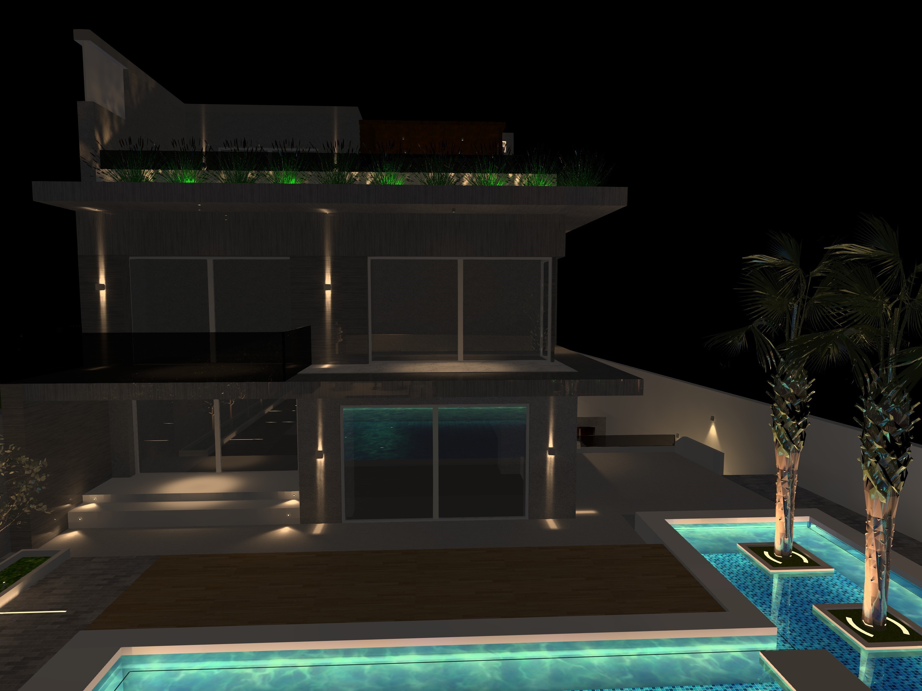 Private Villa Facade & Landscape Lighting design-5
